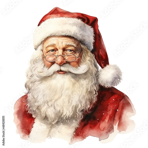 Obraz na płótnie Watercolor Santa Claus portrait isolated background w salonie