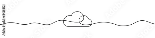 Nature in Lines. A Minimalistic Cloudy Sky Design. Continuous line drawing of cloud. Cloud linear icon. One line drawing background. Vector illustration. Cloud continuous line icon.