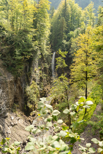 Waterfall at the Rappenloch valley in Dornbirn in Austria photo