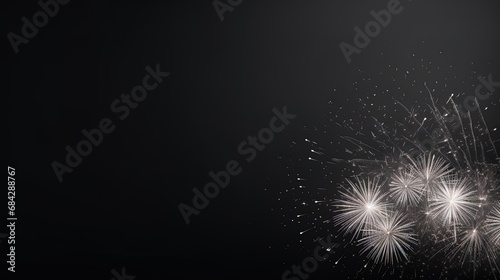 White fireworks on a grey background with copy space, ai generative