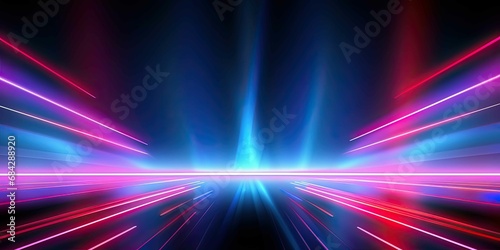 abstract futuristic background with pink blue glowing neon moving high speed wave lines and bokeh lights photo