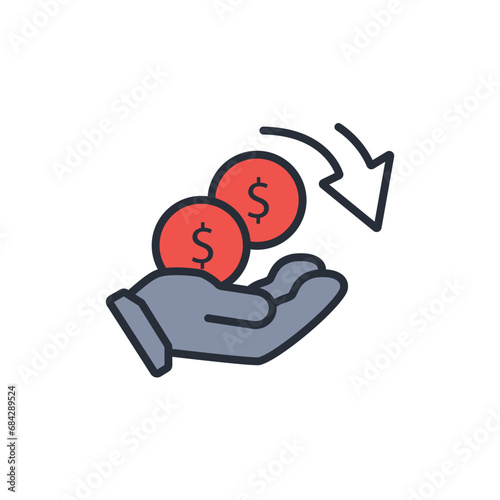 cash back icon. vector.Editable stroke.linear style sign for use web design,logo.Symbol illustration.