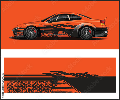 car livery design vector. Graphic abstract stripe racing background designs for vehicle vinyl wrap