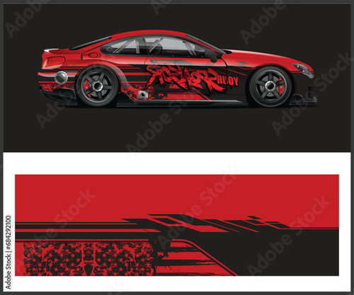 car livery design vector. Graphic abstract stripe racing background designs for vehicle vinyl wrap