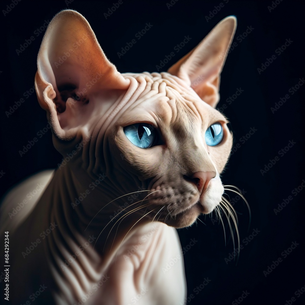 Sphynx cat Portrait, naked Cat created with AI