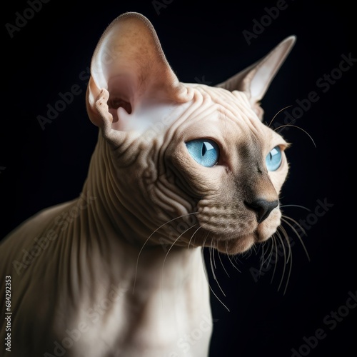 Sphynx cat Portrait, naked Cat created with AI © Dominique