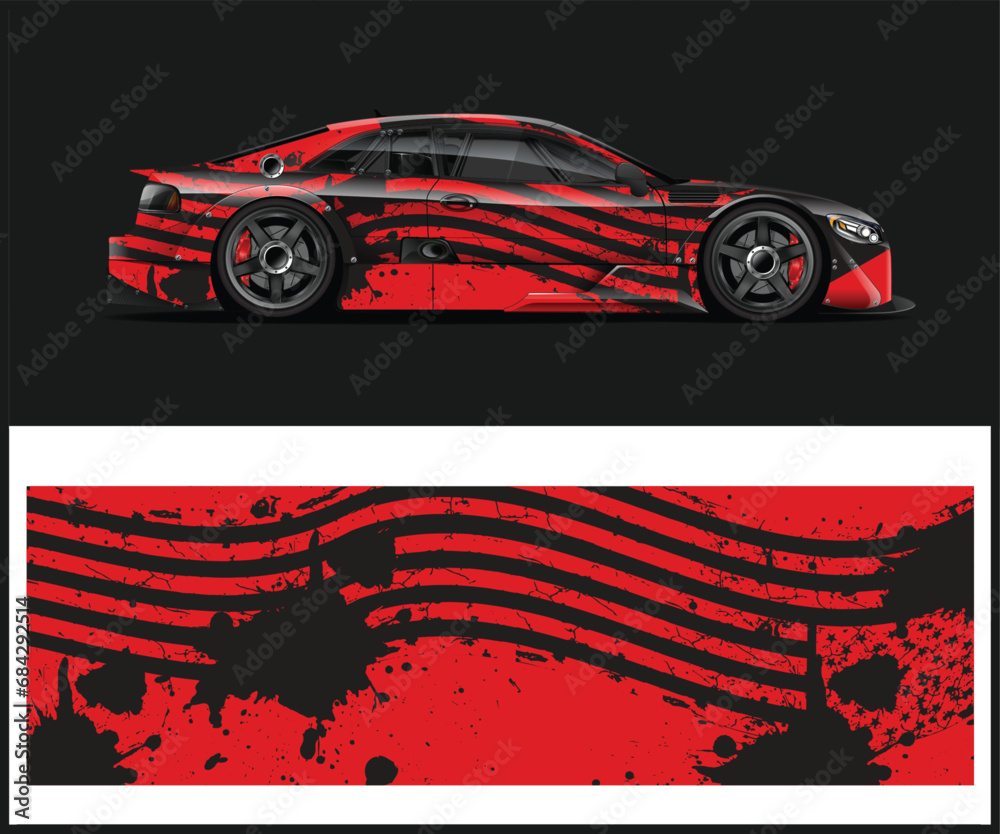 car livery design vector. Graphic abstract stripe racing background designs for vehicle vinyl wrap