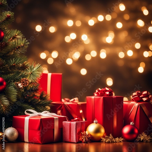 snowy snow man and presents christmas background cinematic lighting