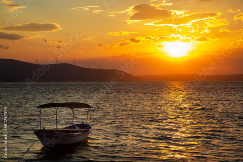 Mugla - Turkey, December 01, 2023, Bafa Lake sunset landscape, Latmos photo
