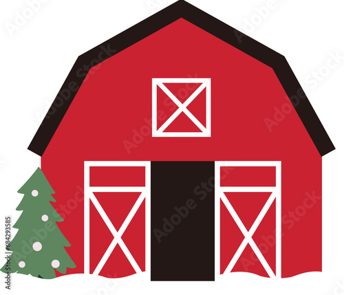 Christmas Red Barn