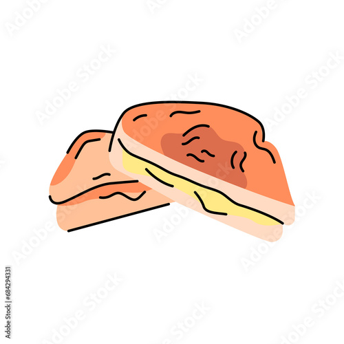 Cheese sandwich color element. Cartoon street food.