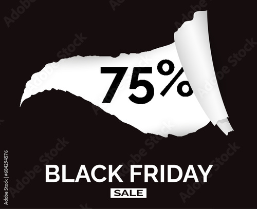 Dynamic Black Friday Sale Banner Featuring A Realistic Torn Paper Design, Showcasing Irresistible Discounts