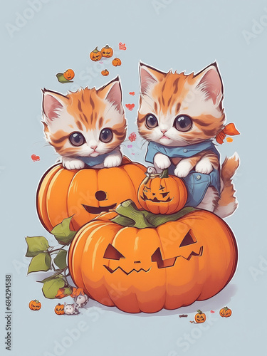 A Photo of a Cats Halloween Sticker for T-shirt Generative AI