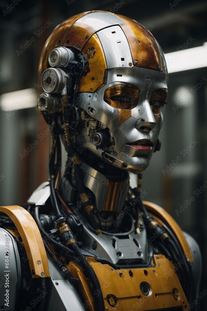 Fototapeta premium Half-body portraits of robots in various roles. Humanoid Robot in Industrial.