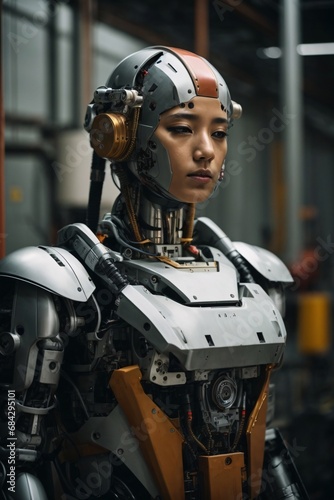 Half-body portraits of robots in various roles. Humanoid Robot in Industrial.