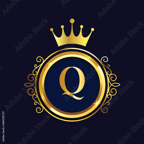 Luxury brand letter q logo with crown