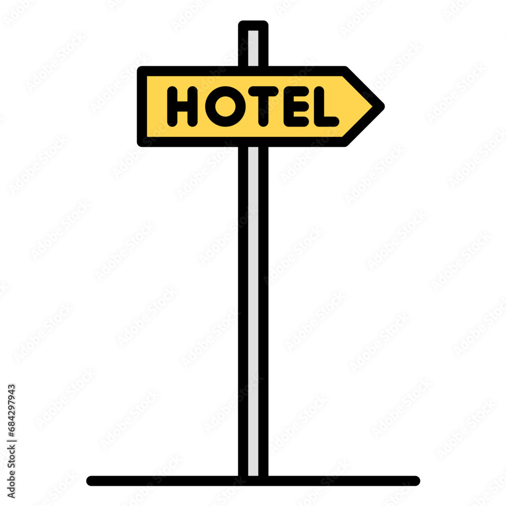 hotel sign icon or logo illustration filled outline color style. hotel sign icon or logo illustration filled outline color style.