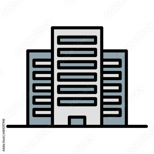 hotel icon or logo illustration filled outline color style.