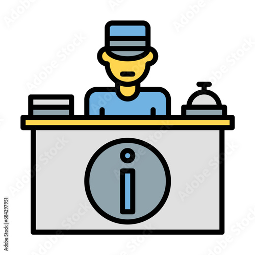 bellboy icon or logo illustration filled outline color