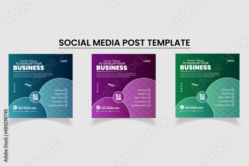 Colorful Modern business social media and instagram post template  (ID: 684298748)