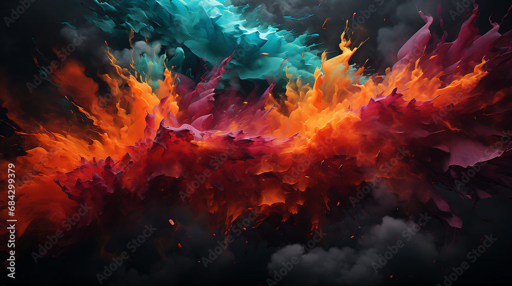 Fototapeta premium fire and smoke background explosion. colorful design.
