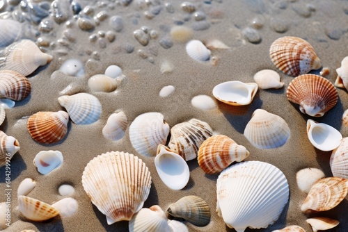 Seashells Scattered Onsandy Beach