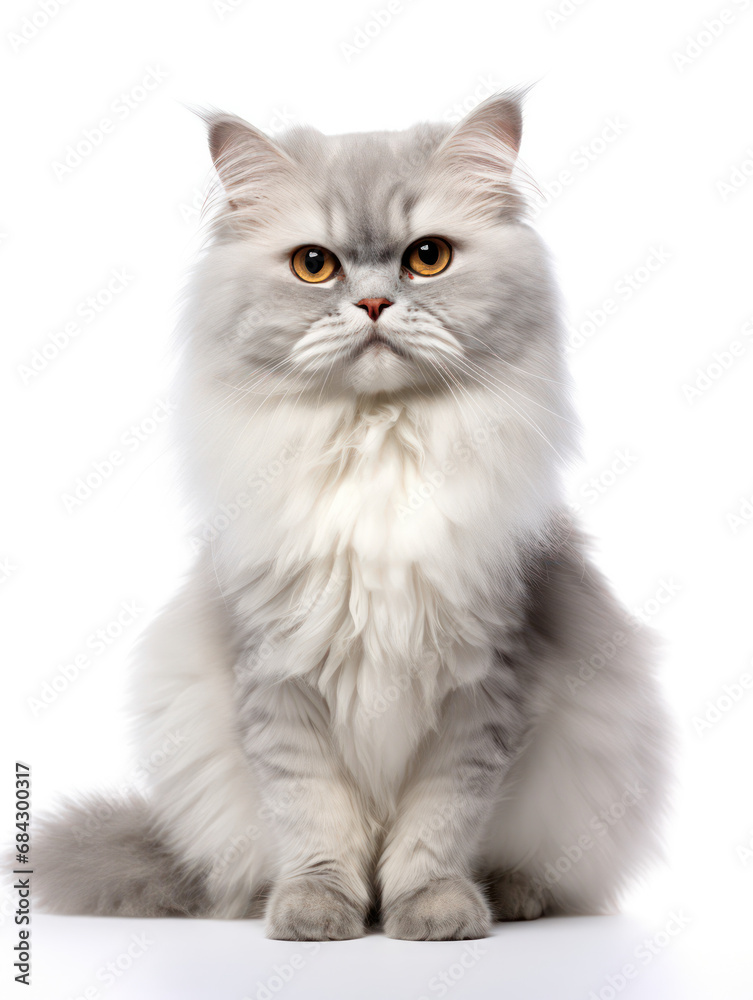 British Longhair Cat Studio Shot Isolated on Clear Background, Generative AI