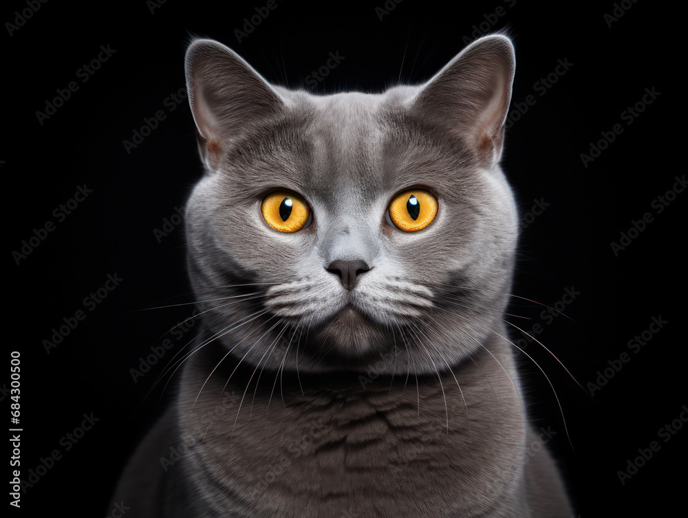 Chartreux Cat Studio Shot Isolated on Clear Background, Generative AI