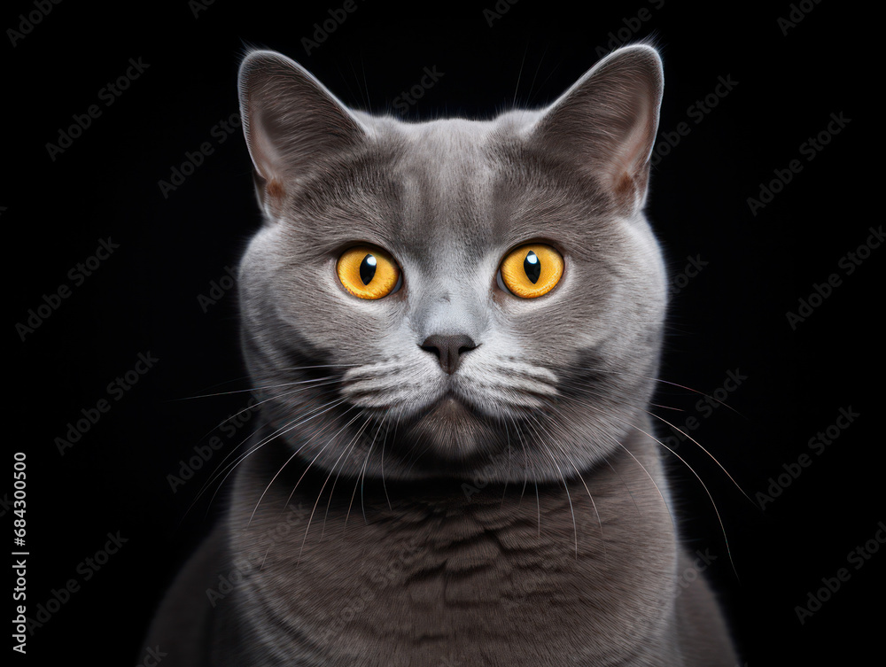 Chartreux Cat Studio Shot Isolated on Clear Background, Generative AI Chartreux Cat Studio Shot Isolated on Clear Background, Generative AI