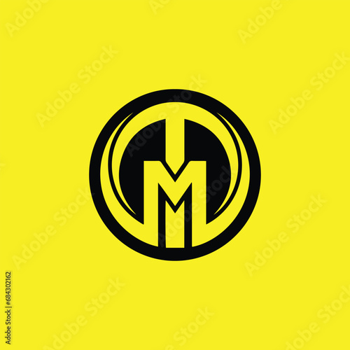 letters tm or mt text logo design vector