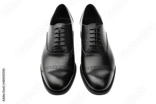 Classic Black Oxford Shoes on transparent background.