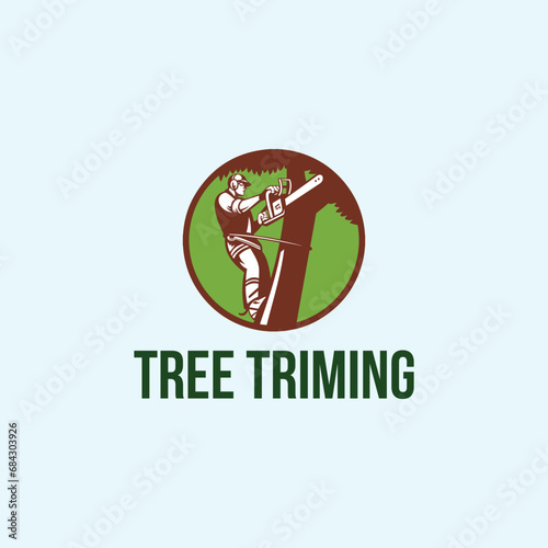 trimming tree logo design vector