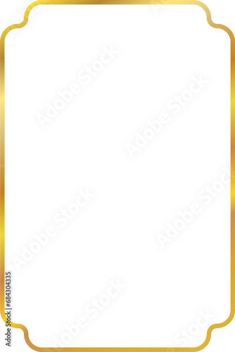 Gold luxury shiny vintage frame with reflection, vertical golden border decoration - vector