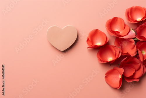 Heart-Shaped Rose Arrangement on Pastel Background