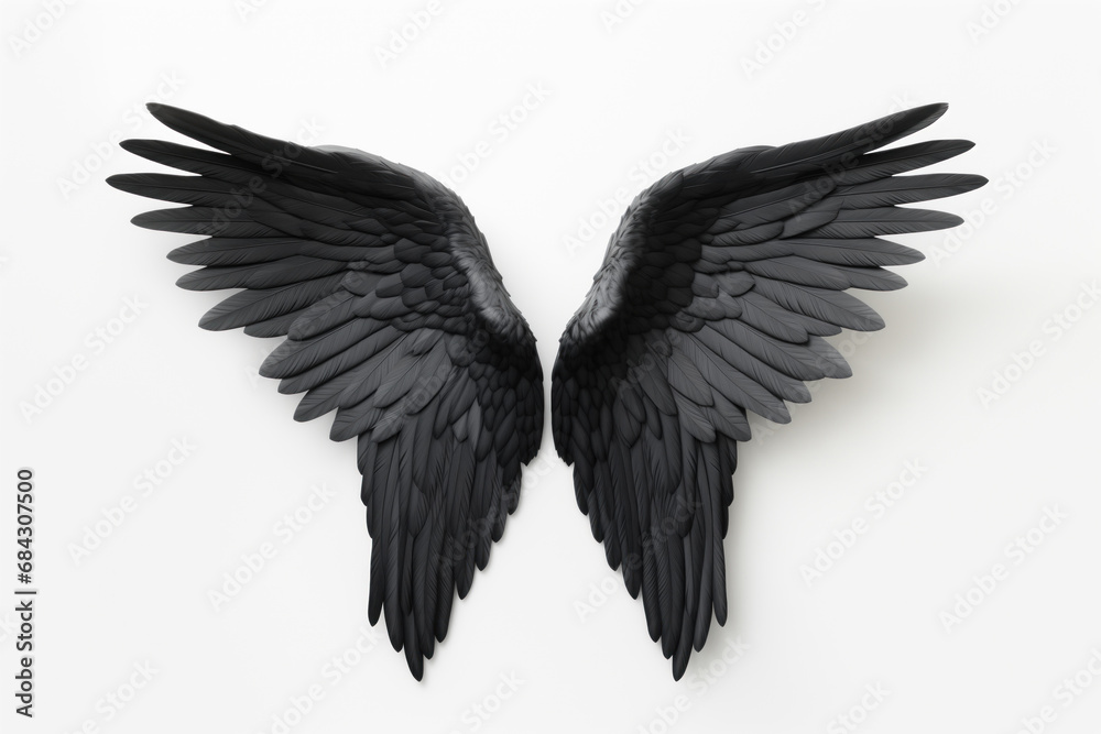 Obraz premium Big white angel wings on bright red background, with golden sparkles.