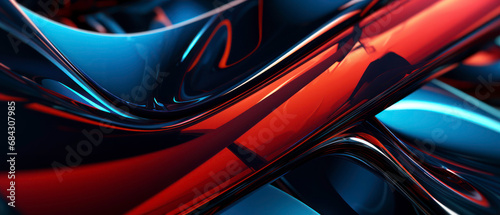 Abstract close-up with vibrant blue and red hues. © smth.design