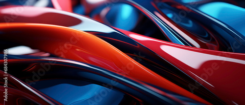 Abstract close-up with vibrant blue and red hues.