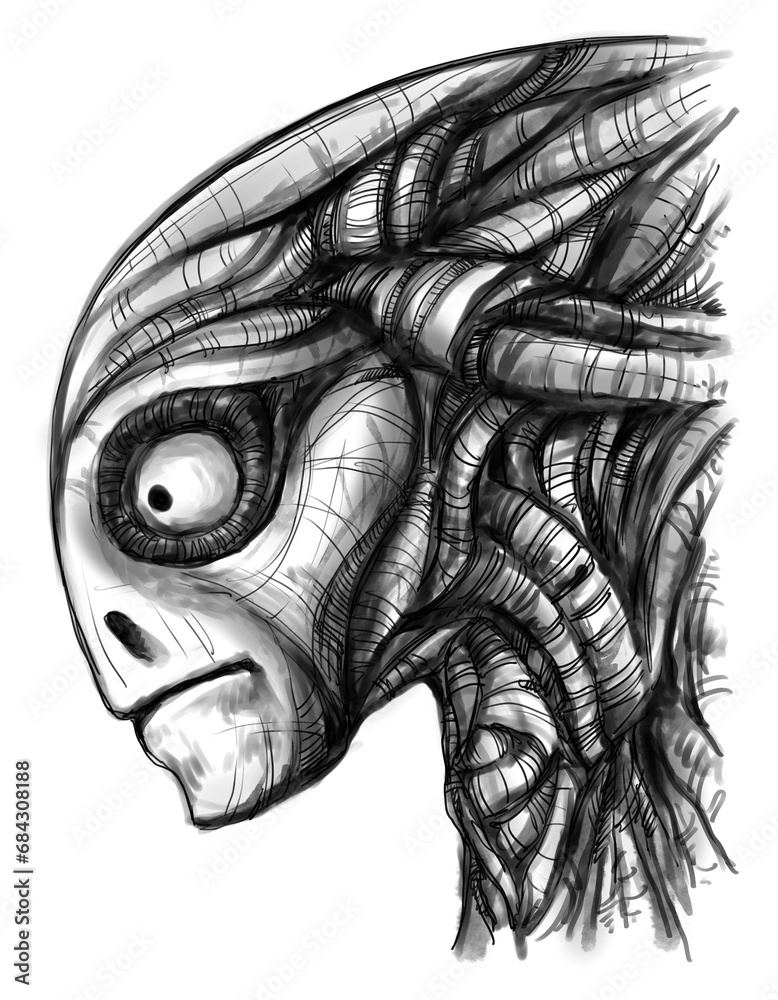 Alien creature, sketch - digital painting  - obrazy, fototapety, plakaty 