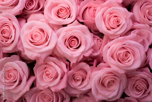 Delicate beautiful pink roses, background with flowers, close-up view from above. © Vadim