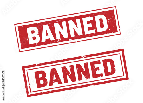 Banned stamp sign red rectangle grunge style