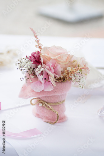 small wedding bouquet on the table
