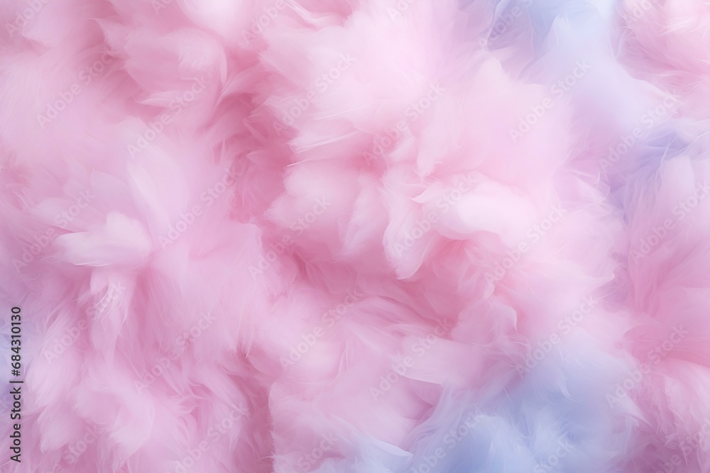 Delicate fluffy pink cotton candy, sweet airy edible cotton.