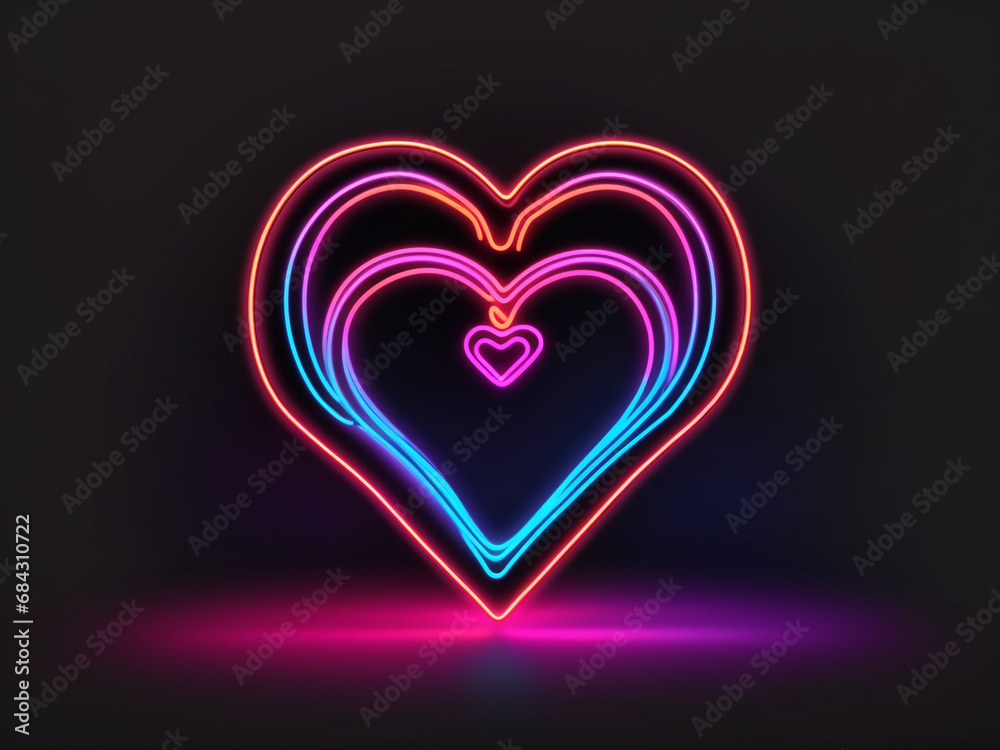 neon sign, neon icon of heart minimalist design, neon light