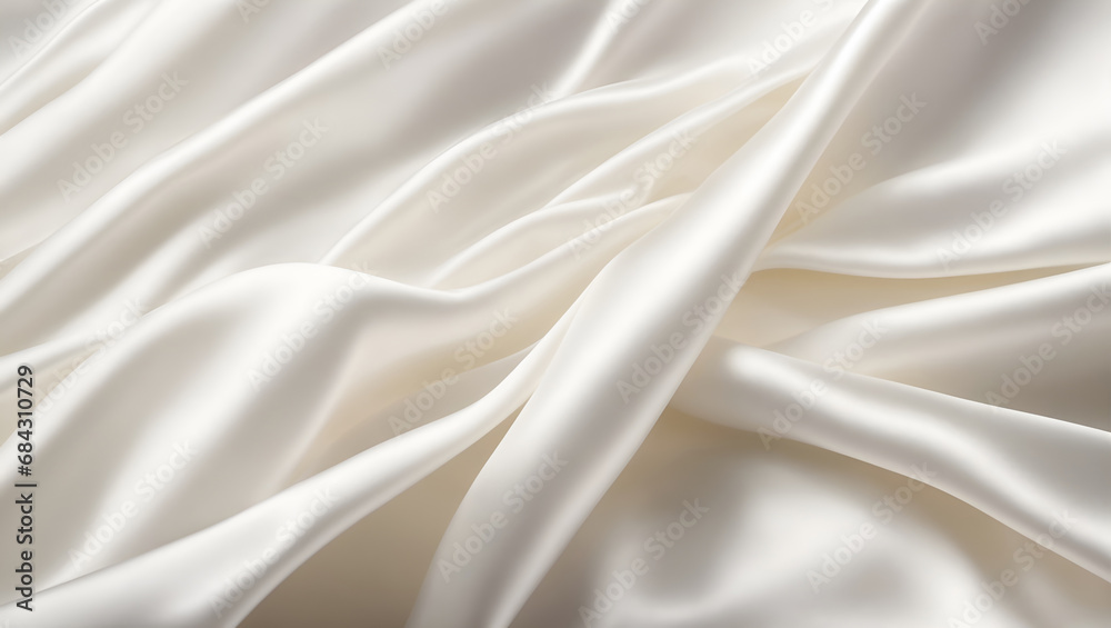 pure snow white silk, satin smooth fabric, an exquisitely delicate fabric - obrazy, fototapety, plakaty 