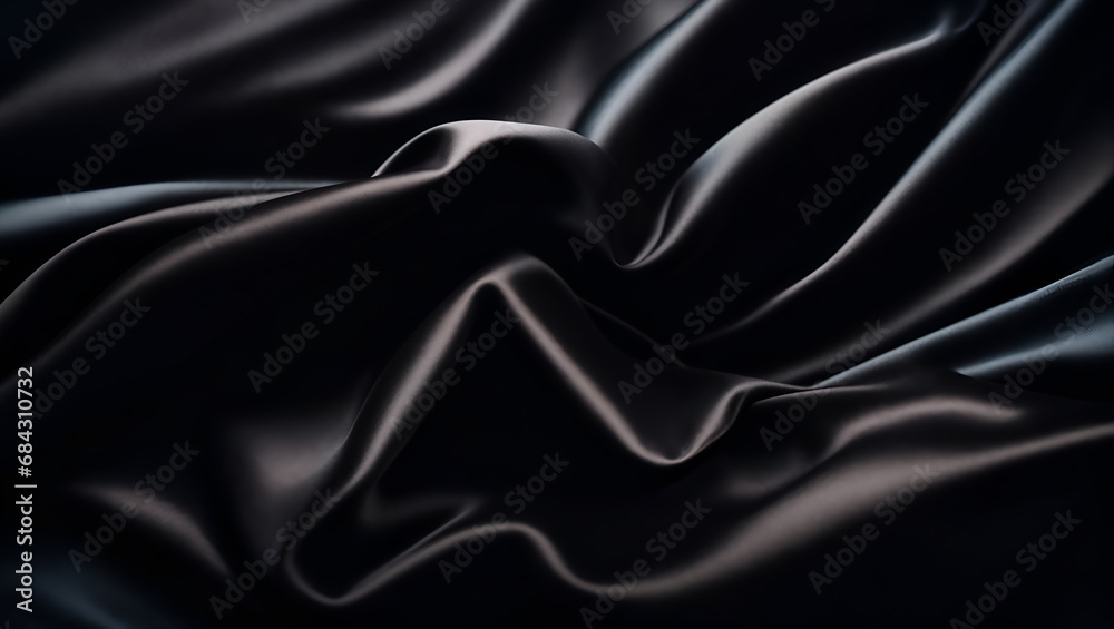 Obraz premium pure black silk, satin smooth fabric, an exquisitely delicate fabric, black wallpaper background
