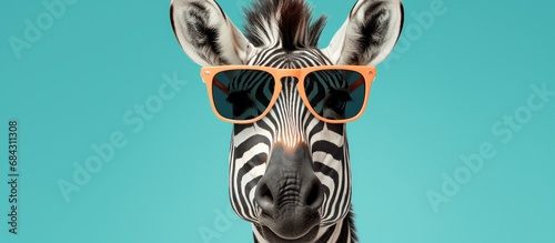 Fashionable zebra animal with stylist yellow glasses. AI generated image