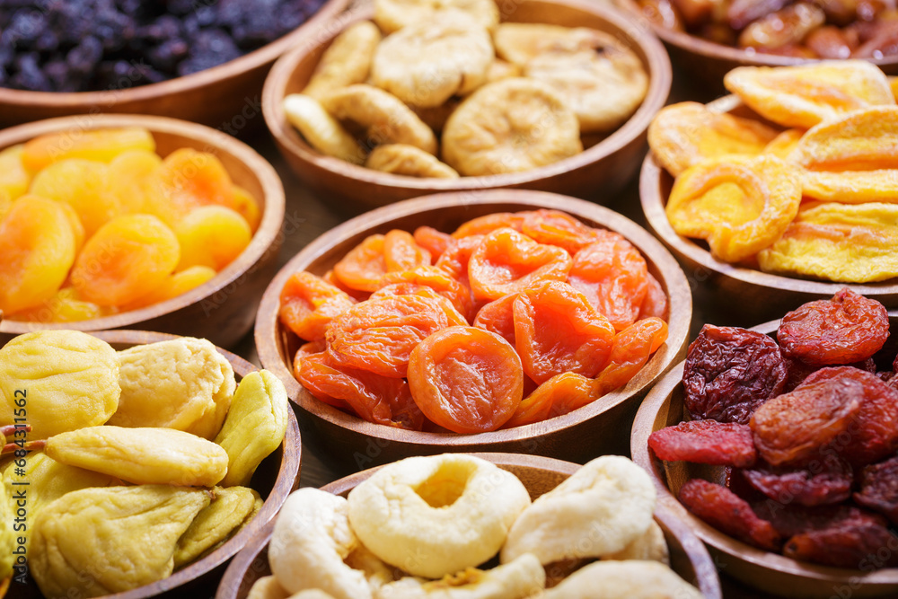 bowls of mixed dried fruits bowls of mixed dried fruits