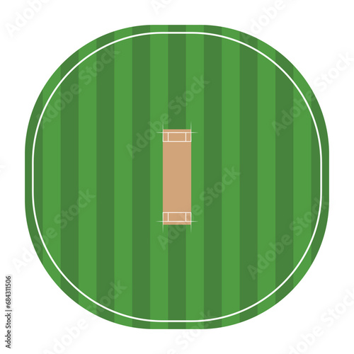 Flat Cricket Ground Pitch Vector Illustration Top view Cricket Ground Icon