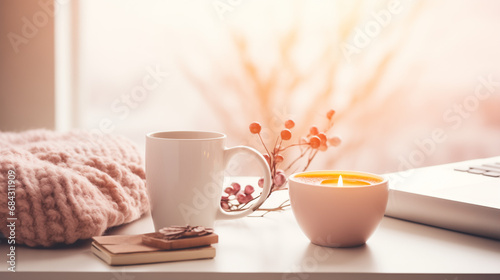 cup of coffee with milk and cookies