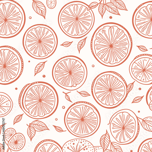 Citrus Background. Tropical fruit. Sketch. Doodle. Perfect for summer design.